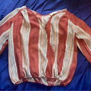 Lavender Field Pink Wrap Blouse 3/4 Sleeve Relaxed